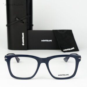 Montblanc Men Eyeglasses Dark Blue Demo Square MB0266O 007 NEW AUTHENTIC